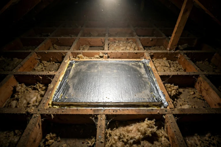 How to Insulate an Attic Hatch: Stop Heat From Escaping Through Your Ceiling Attic hatch panel with rigid foam insulation board glued to its attic side