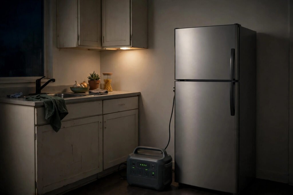 solar generator for an apartment refrigerator backup during an outage